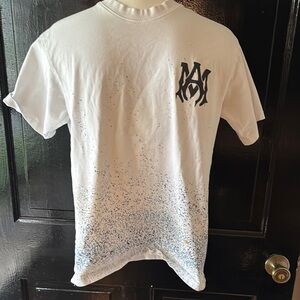 AMIRI White and Blue Short Sleeve Tee